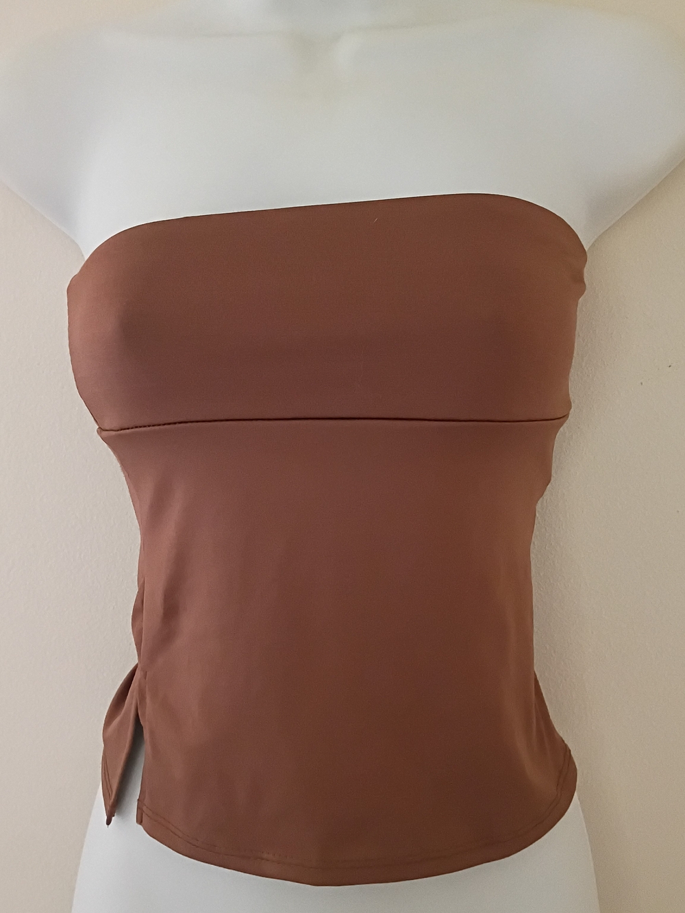 Strapless Tube Top in Rust Brown